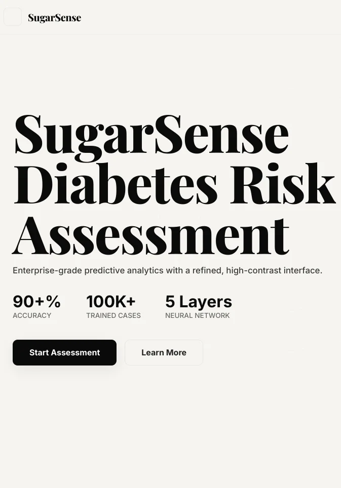Sugar Sense diabetes risk prediction app